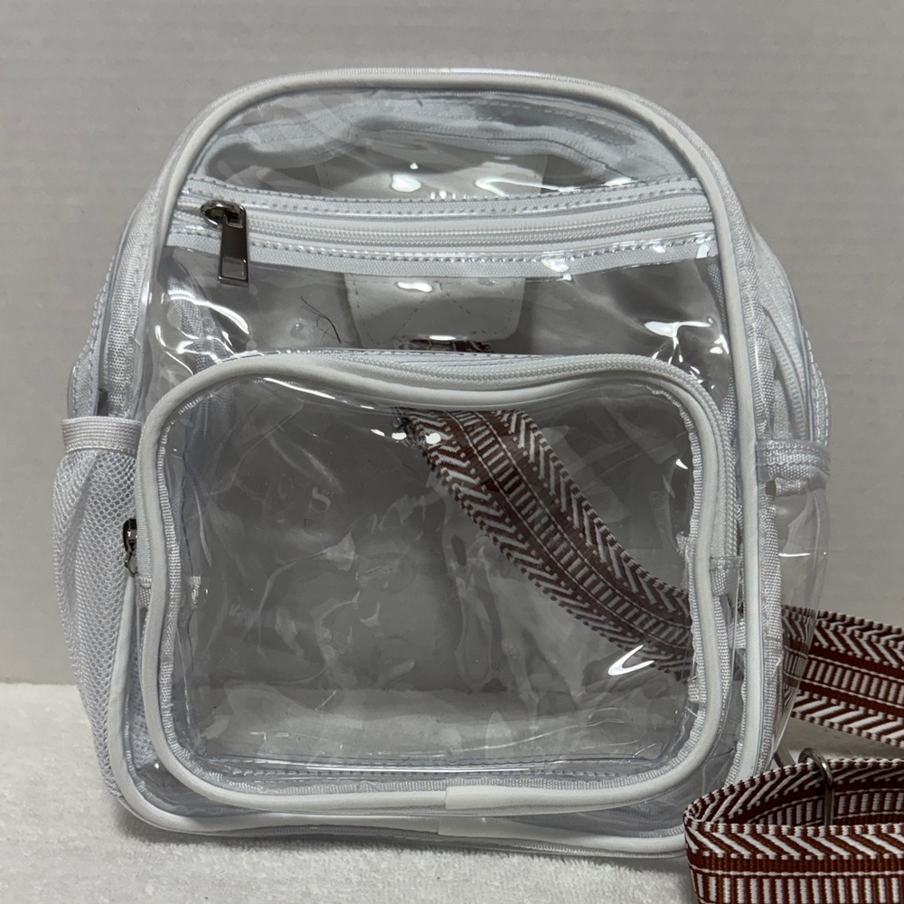 Clear Backpack with White Trim